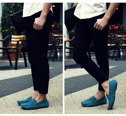 Men's Casual Fashion Genuine Leather Loafers Moccasins Slip-On Driving Shoes 38-50 Size Range Male Flats Comfort Footwear