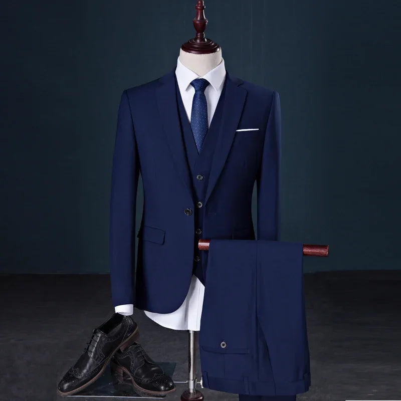 2026 New Men's Suit 3-Pieces Set (Jacket+Pants+Vest) Wedding/Party/Office Coat and Vests Trousers, Asian Sizes M-5XL 6XL.