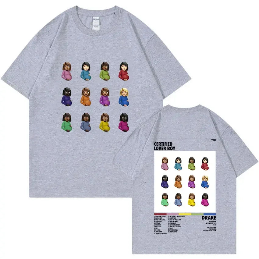 Rapper Drake Certified Lover Boy Album Print Graphic T Shirt Unisex Hip Hop Fashion T-shirt Men's 100% Cotton Oversized T-shirts