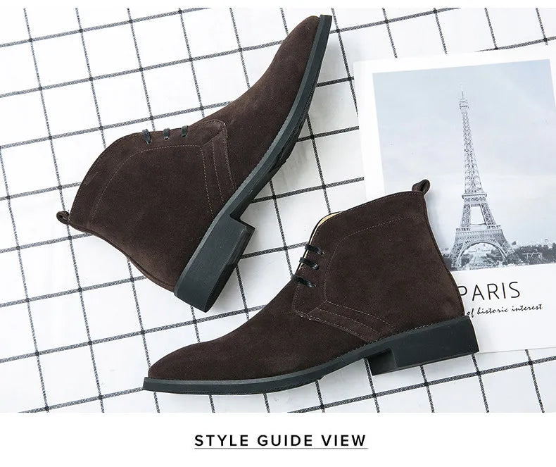 Leather Men Ankle Chelsea Boots Men Work Shoes Pointed Toe Leisure Boots for Male Casual Motorcycle Boots Botas Plus Size 38-48