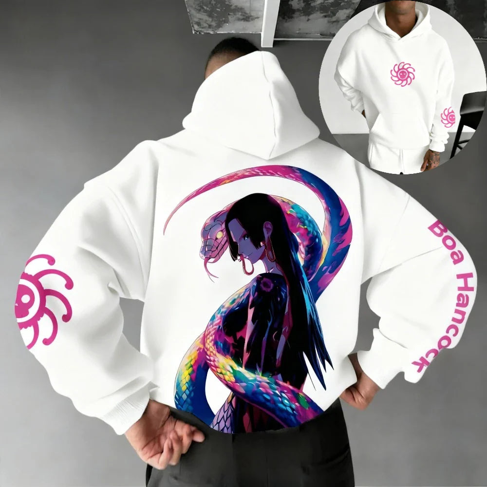 One Piece Men's Hoodie Sweatshirt Boa Hancock Japanese Anime Spring Autumn and Winter Boys Long-sleeved Parent-child Outfit