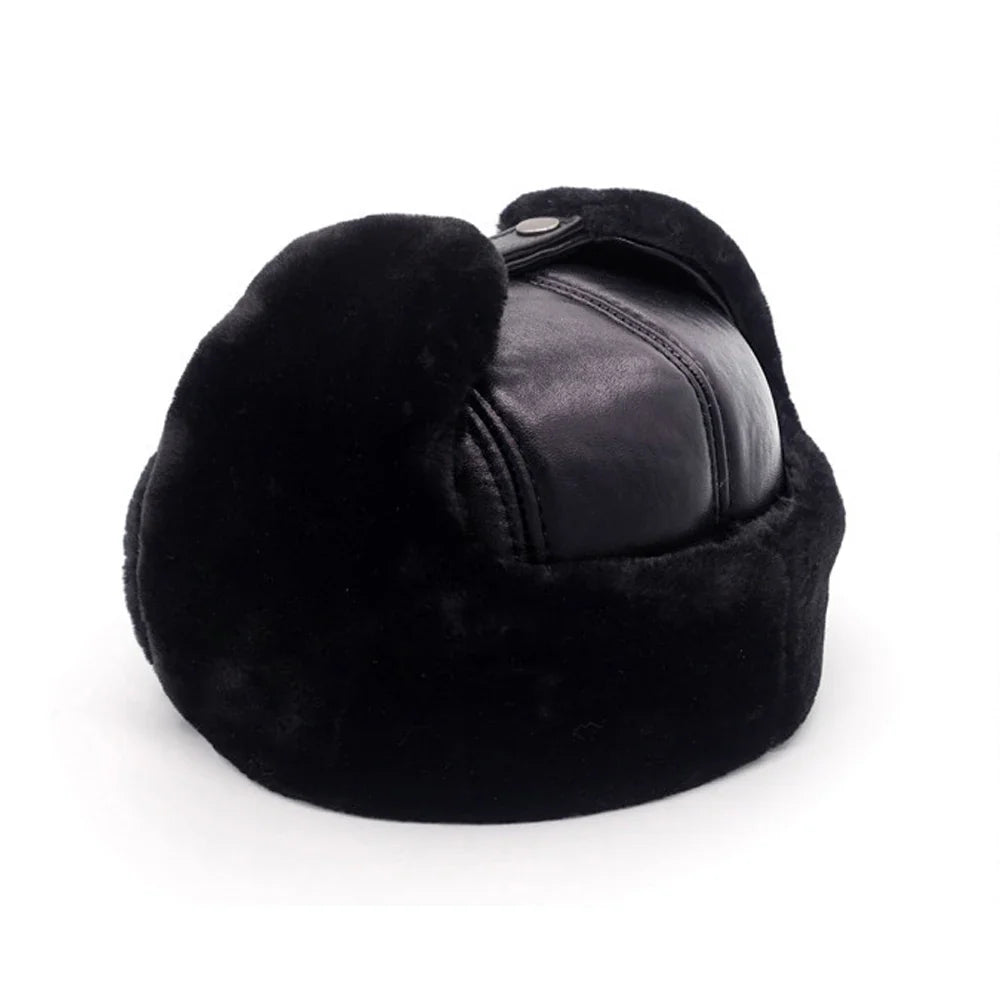 2026 Hot Men 100% Natural Real Sheepskin Leather Bomber Hats Male Casual Winter Warm Sheepskin Leather Cap Hot Russia Adult Caps