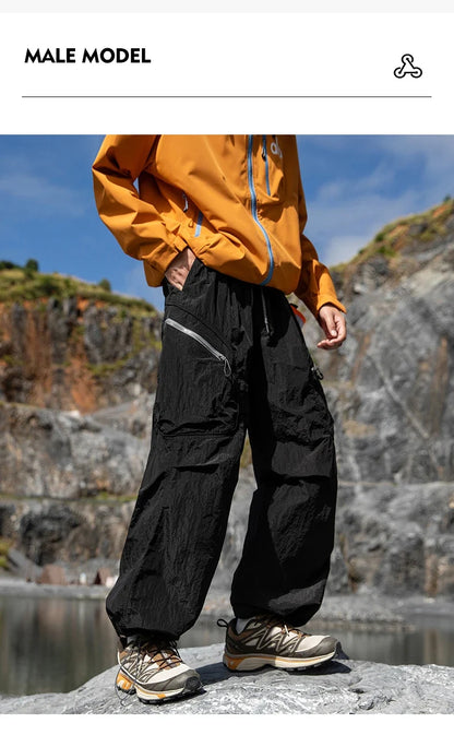 Male Hiking Pants Outdoor Waterproof Mountaineering Sports Trousers Autumn Elastic Waist Breathable Camping Fishing Cargo Pants
