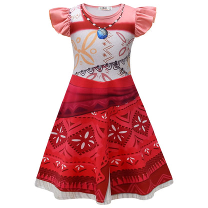 Summer Moana Princess Dress 3D Print Casual Frock for Little Girls Role Play Wonderland Trip New Vaiana Costume Gown 2-10Yrs