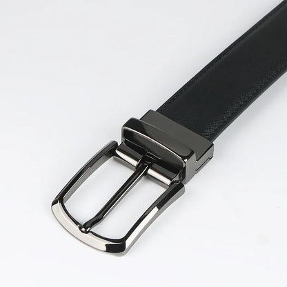 1pc Men's Business Genuine Leather Cowhide Belt, Rotating Pin Buckle Casual Belt For Men, Double-sided Wear Belt