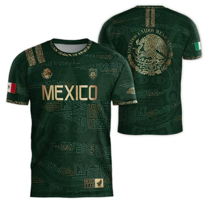 Mexico Aztec T-Shirt Men Women Mexican Eagle Emblem Graphic Tee Football sportswear, outdoor casual fashionable streetwear