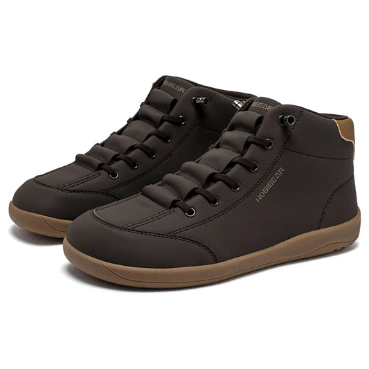 Mid Top Barefoot Shoes Mens Womens Wide Toe Ankle Boots Outdoor Non-Slip Artificial Leather Shoes