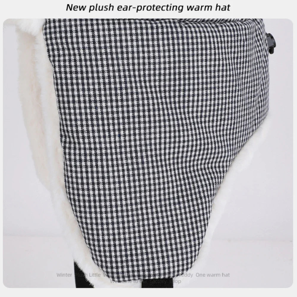 Bomber Hat Plaid Russian Caps Thick Warm Autumn Winter Hat Men Women Ski Trapper Earflap Cap Male Female Russian Fur Hat