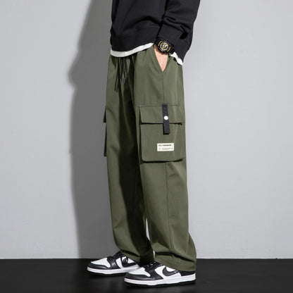 2026 Cargo Pants Men Straight Fit Wide Leg Fleece Lined Trouser Male Winter Fashion Loose Baggy Large Plus Size Warm Streetwear