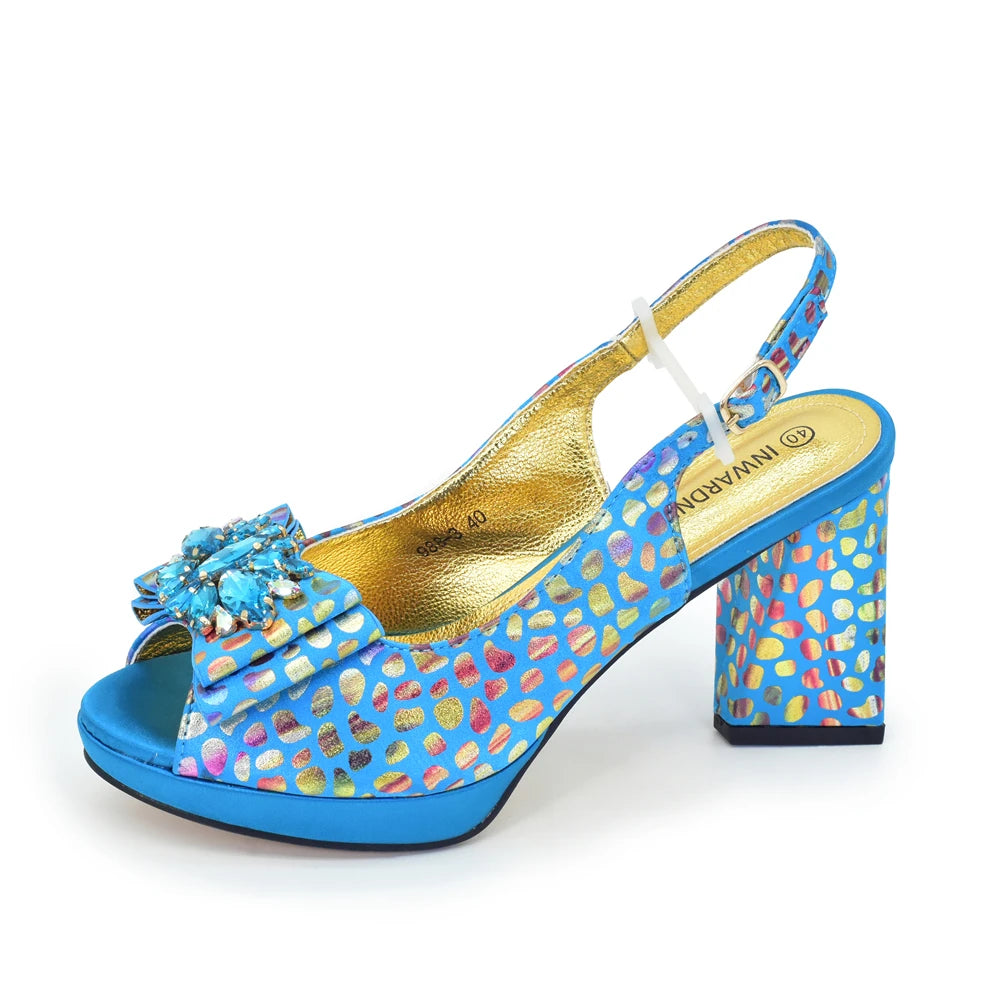 New Fashion Luxury Shoe and Bag Set for Party in Women Women Nigerian Italian Shoes and Bags Set Decorated with Rhinestone