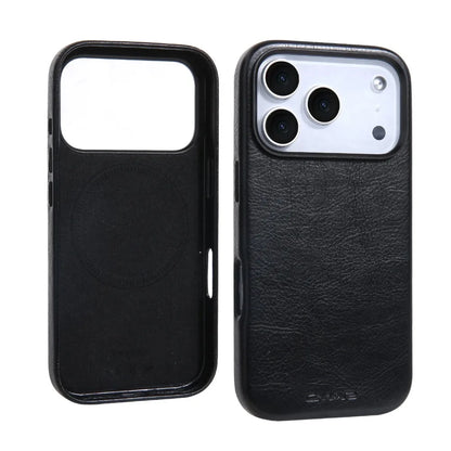 Luxury Business Leather For Magsafe Magnetic Phone Case For IPhone17 16 15 14 ProMax Shockproof Metal Lens Frame Protector Cover