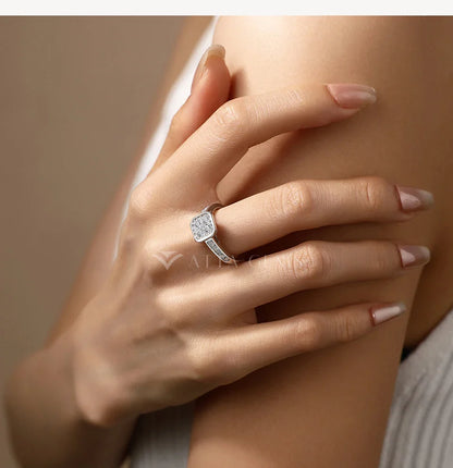 Bague ATTANGEMS carrée en moissanite DVVS1 en argent sterling 925, bagues de fiançailles classiques, alliance élégante, bijoux pour femme