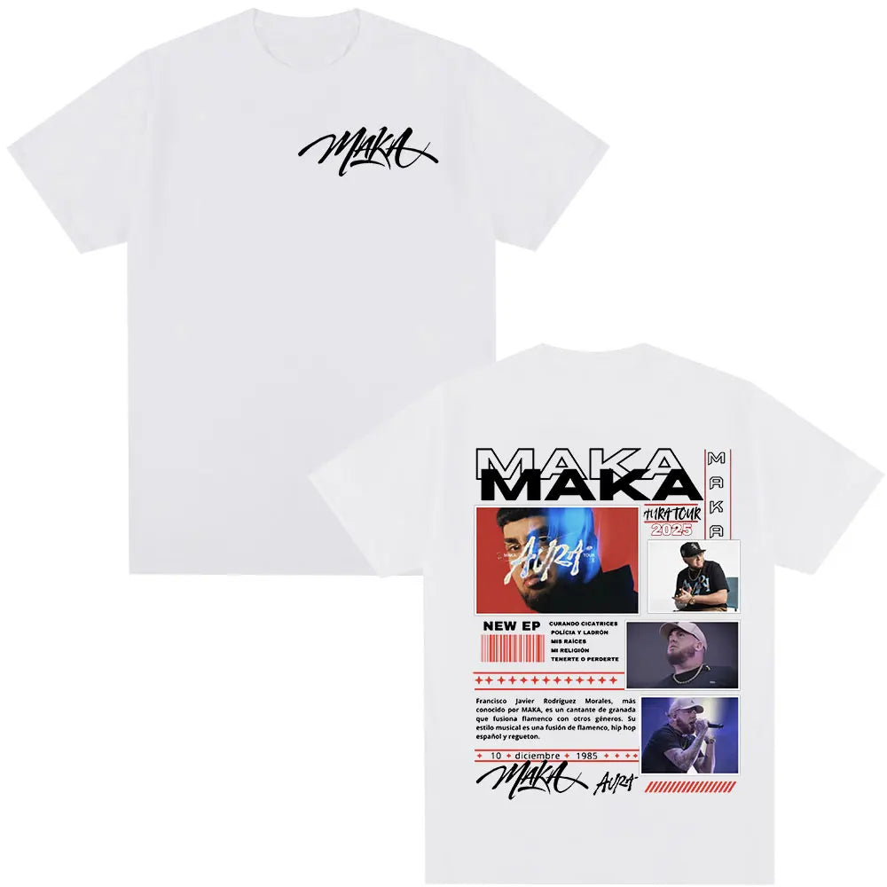 Rapper Maka Aura 2025 Tour Merch T Shirts Men Women Fashion Vintage Street T-shirt Casual Cotton Short Sleeve T Shirt Streetwear