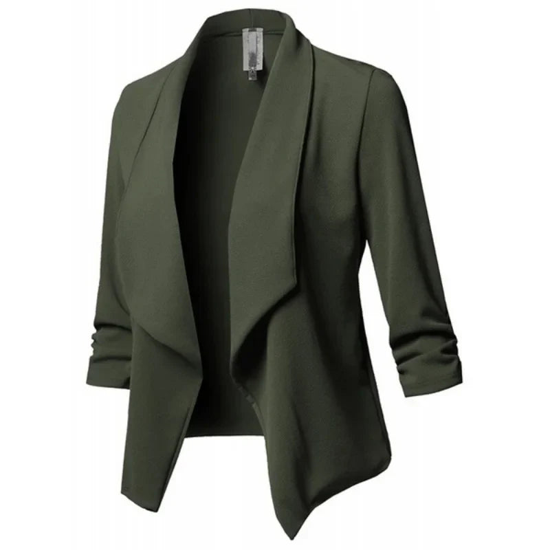 Women Blazer Jackets Female Retro Suits Coat Feminino OL Blazers Outerwear Plus Size Open Front Short Cardigan Plus Size