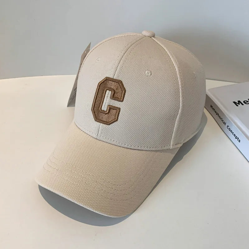 Simple Letter C Embroidered Baseball Cap For Men Women Solid Color Adjustable Sun Hat Unisex Casual Hip Hop Dad Trucker Cap