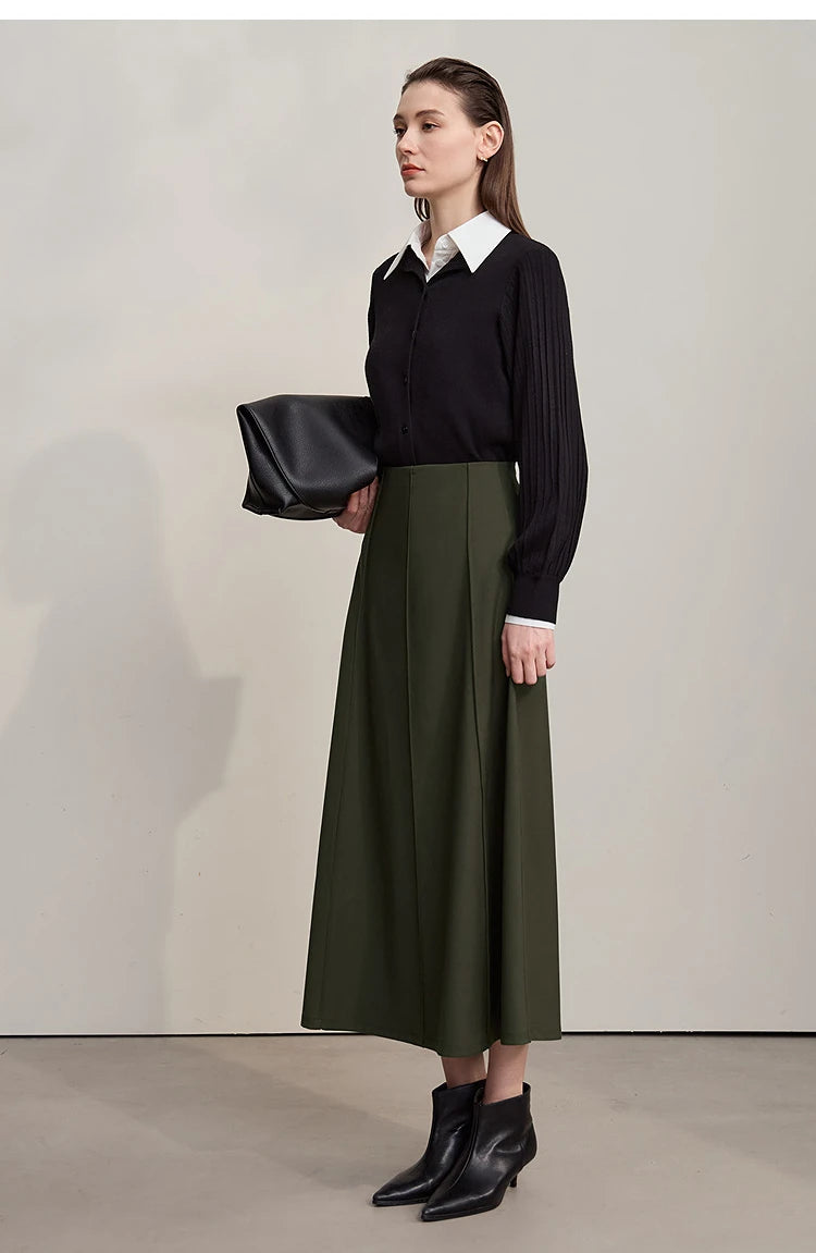 Women's Skirt 2025 Spring New Minimalist Solid Color Loose Skirts For Women Medium To Long Versatile A-shaped Skirt12524019
