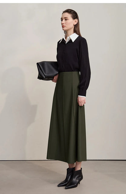 Women's Skirt 2025 Spring New Minimalist Solid Color Loose Skirts For Women Medium To Long Versatile A-shaped Skirt12524019