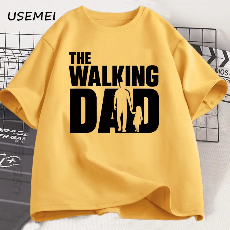 The Walking Dad Funny T-Shirt Funny Father and Daughter Matching Tee Shirt Cool Dad Graphic T Shirts Best Father's Day Clothes