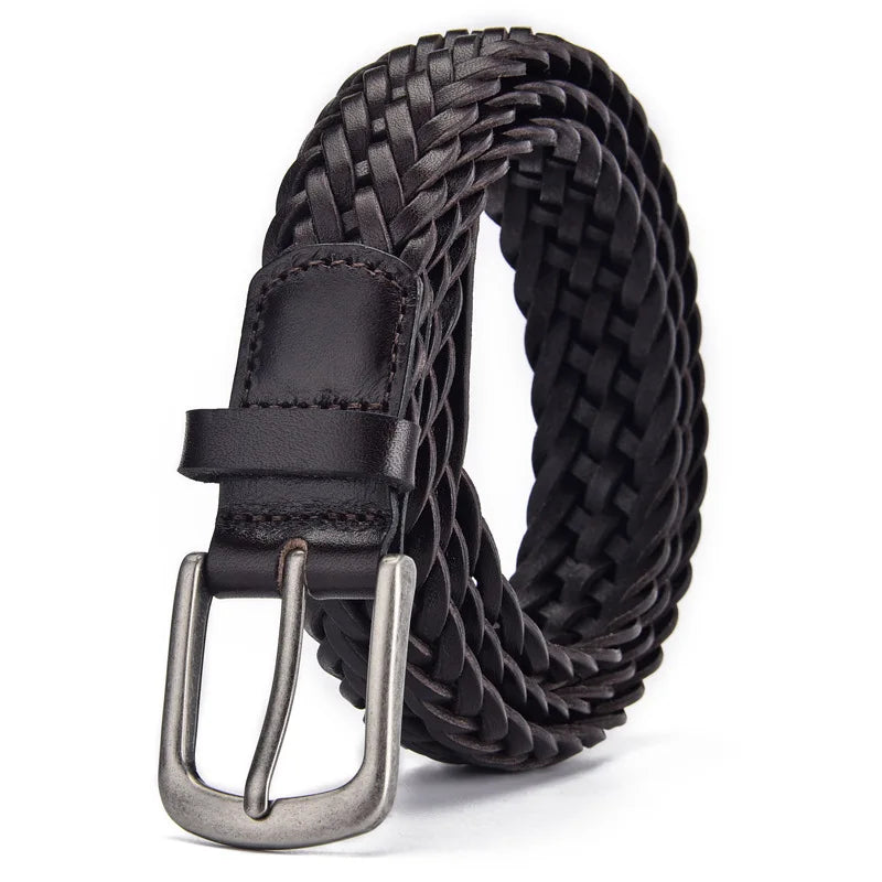 2025 Men Cowhide Belt Hollow Hand Woven Fashion Couple Personalized Student Luxury Jeans Leather Belts 3.5 Cm