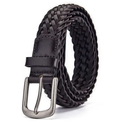 2025 Men Cowhide Belt Hollow Hand Woven Fashion Couple Personalized Student Luxury Jeans Leather Belts 3.5 Cm