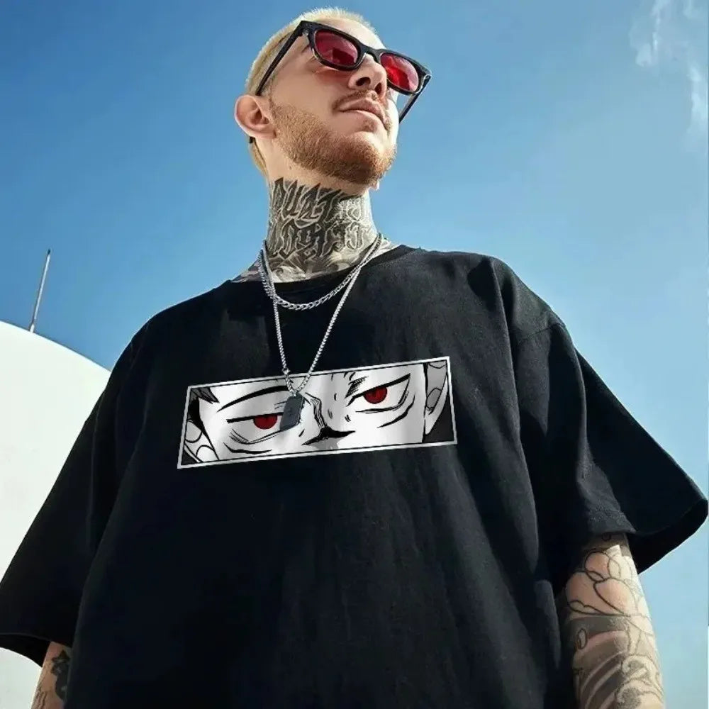 Trendy men's summer new personalized cartoon print breathable and comfortable round neck T-shirt outdoor high street top