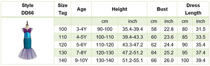 Little Girls Summer Clothing Children Ariel Mermaid Cosplay Blue Green Pink Sunshine Beach Enjoy Vacation Princess Ruffles Dress
