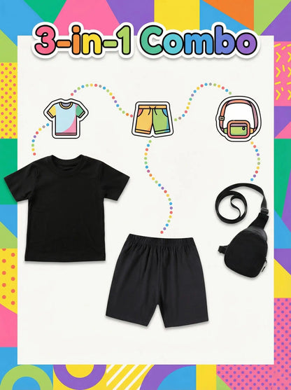 CR7 Ronaldo 67 Print Kids Cotton T Shirt Short Sleeve Casual Top with Mini Chest Bag Set for Boys Girls