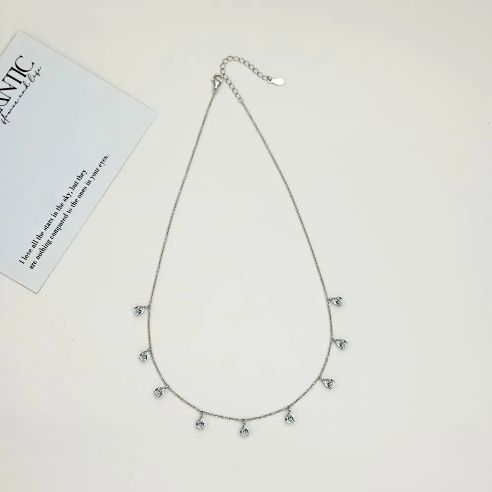 Dainty Full Marquise Pear Cut Moissanite Pendant Necklaces Women s925 Silver All Lab Diamond Stacking Party Neck Chain Gift