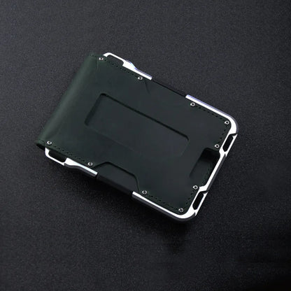 leather Credit Card Holder Wallets Men Brand Rfid Black brown Magic mutifunciton  Slim Mini Wallet Small Money Bag Male Purses
