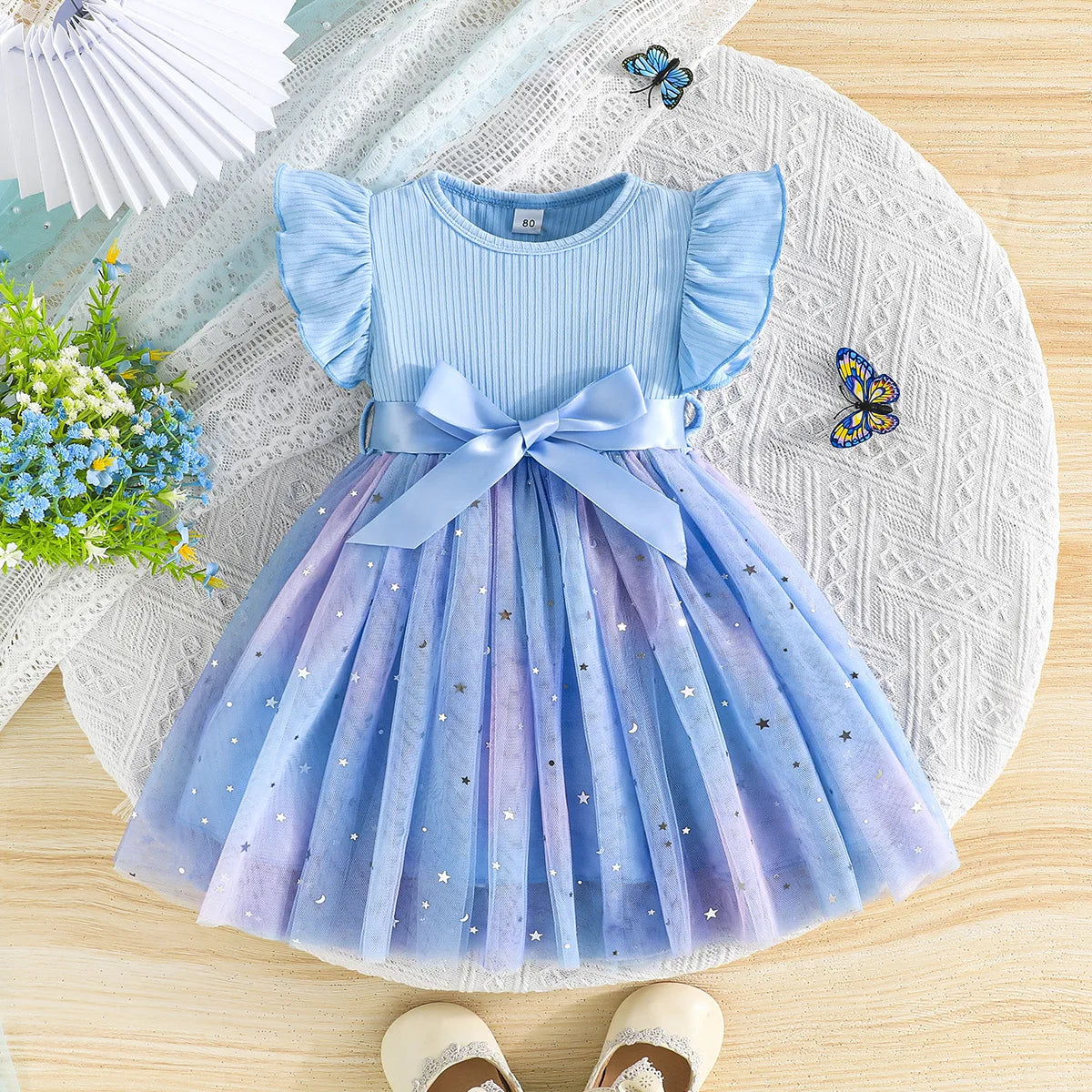 Baby Girl Cute Dress New Summer Toddler Kids Mesh Tutu Dresses Sequin Bow Children Birthday Party Dress Baby Girls Tulle Clothes