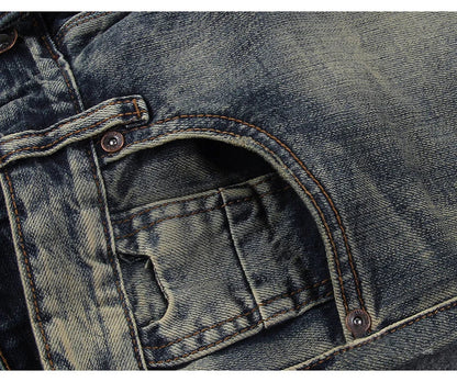 Newly Vintage Fashion Men Jeans Retro Washed Elastic Slim Fit Ripped Jeans Men Italian Style Designer Casual Denim Pants Hombre