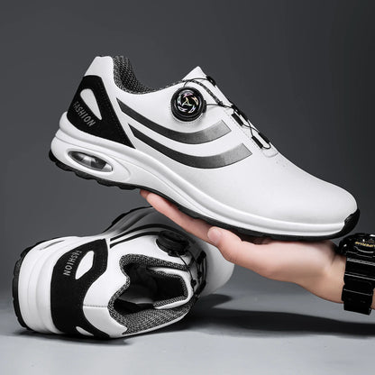New Men's Fashion Casual sports shoes, Comfortable Hovershoe sole, Outdoor Leisure Walking cycling, Golf shoes, black and White