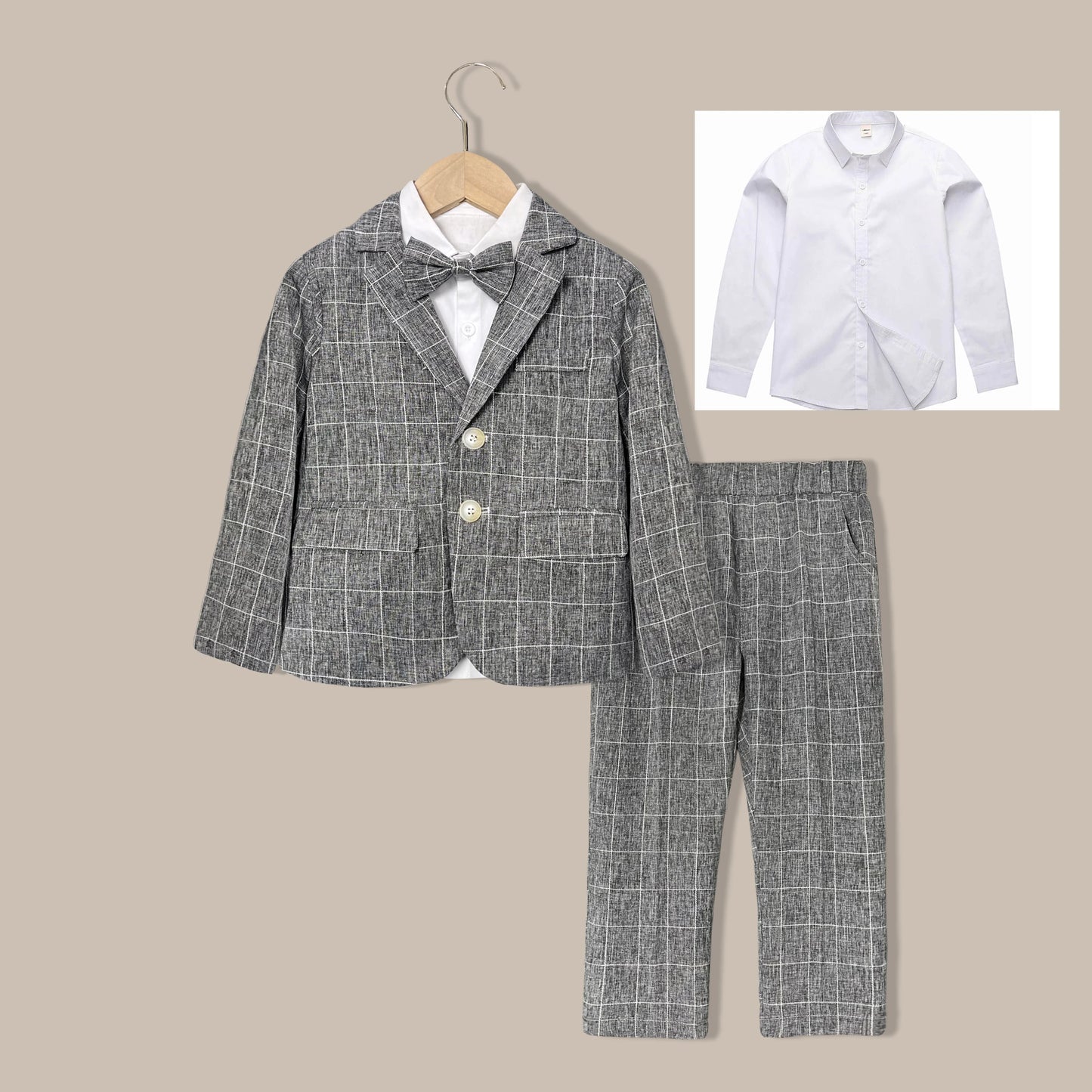 Boys Suit Wedding Ring Bearer Outfit Kids Suit Set Blazer Pants Bow Tie Shirt Clothes Formal Wear 2-14Years