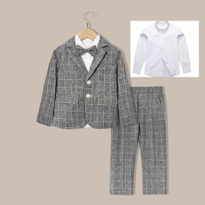 Boys Suit Wedding Ring Bearer Outfit Kids Suit Set Blazer Pants Bow Tie Shirt Clothes Formal Wear 2-14Years