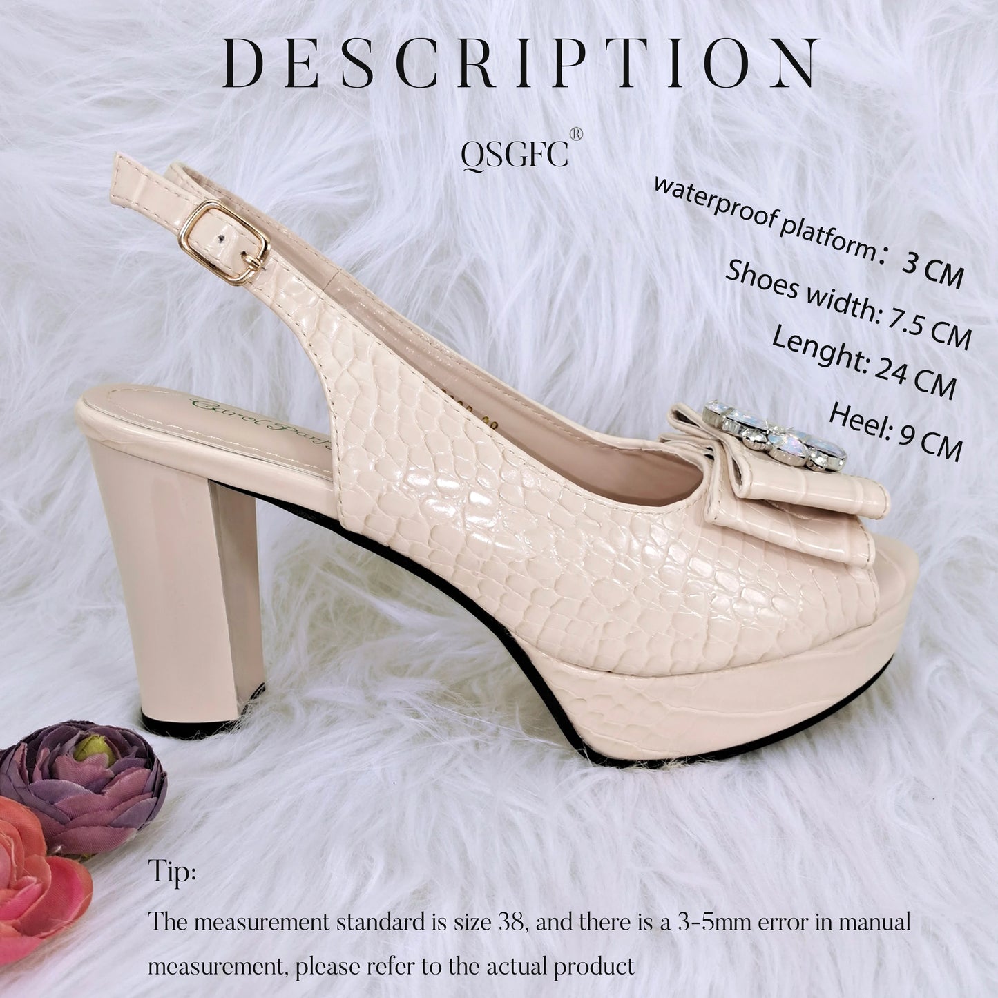 Crocodile Textured Ribbon And Colorful Crystal Embellished Clutch With Long Shoulder Strap Women's Shoes And Bag Set