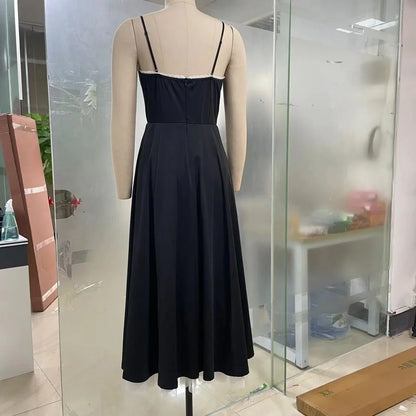 Double Layer European And American Women's New Best-Selling New Type SlingVCollar Sleeveless Dress Pettiskirt Long Skirt