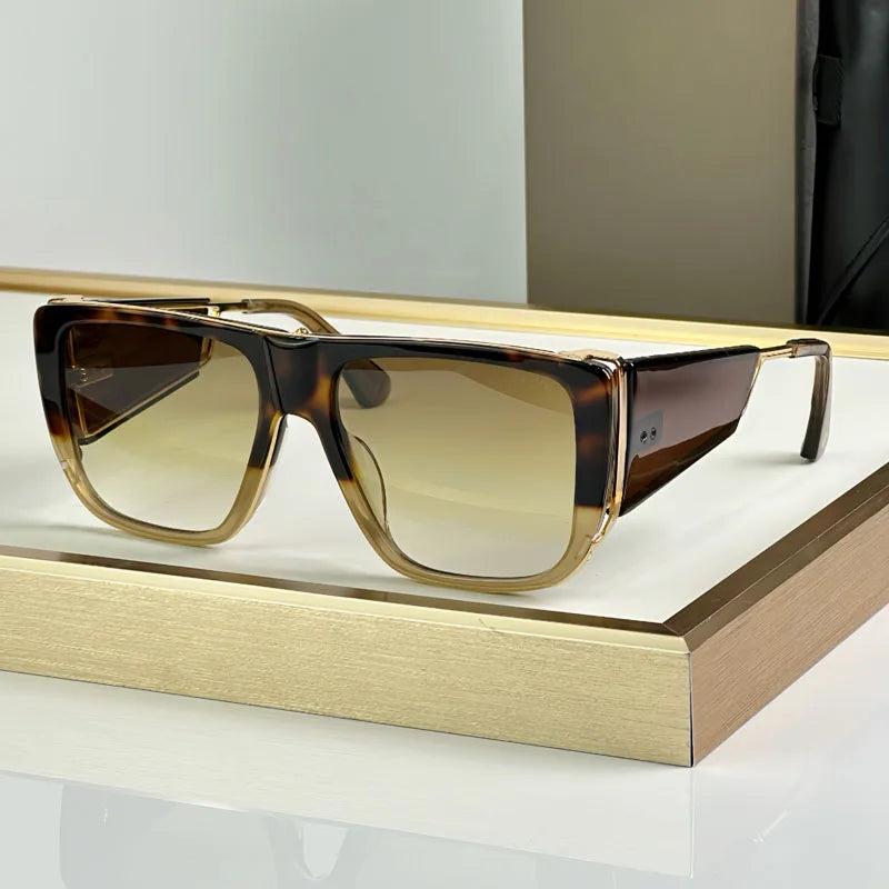 Luxury Big Squre Sunglasses with Side Shields for Men Women Acetate Top Quality Vintage Street Fashion UV400 Alloy with Case