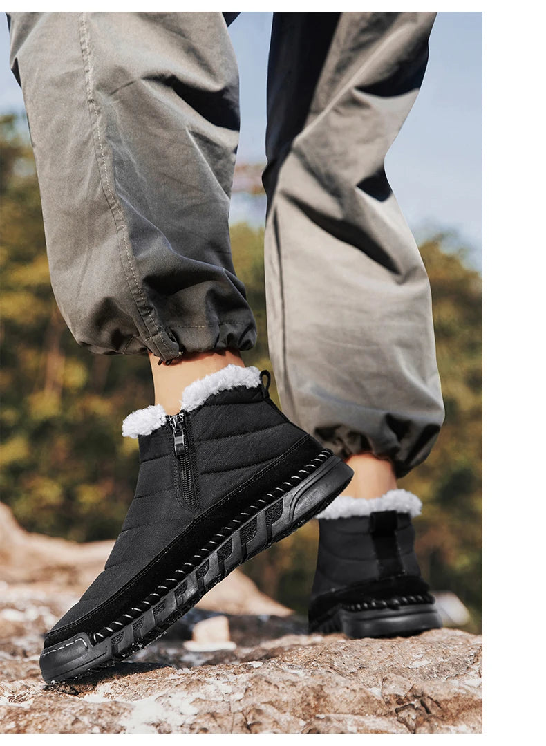 New Fashion Men's Boots Winter Plush Men Snow Boots Warm Fur Ankle Boots Outdoor Non-slip Sneakers Winter Casual  Boots Size 46