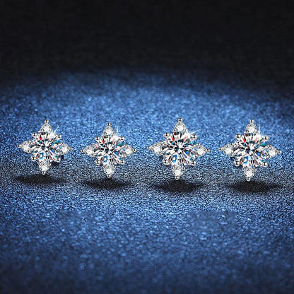 1ct 6.5mm D Color Moissanite Earrings 925 Sterling Silver  with White Gold Plated Stud Earring Wedding Jewelry for Women