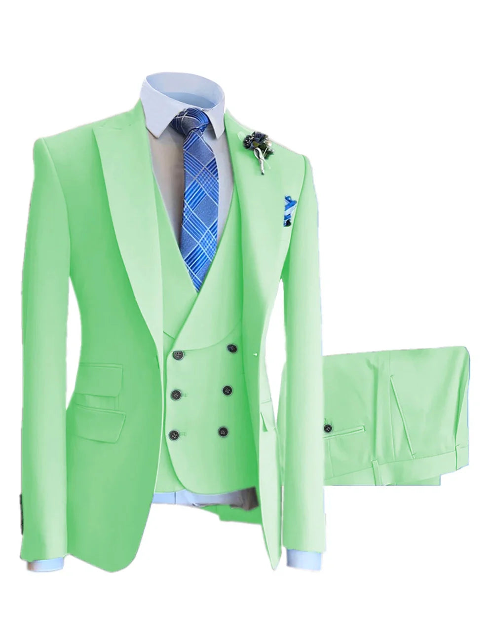 Men Suits Slim Fit Shawl Lapel Wool Tweed Prom Grey Formal Tuxedos Wedding Groomsmen Brown 3 Pieces (Blazer+Vest+Pants)