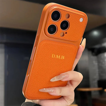 Personalise Gold Silver Initials Letter Leather Case For Iphone 15 14 13 17 pro max 14 16 Plus 17air Luxury Lens Protextion Case