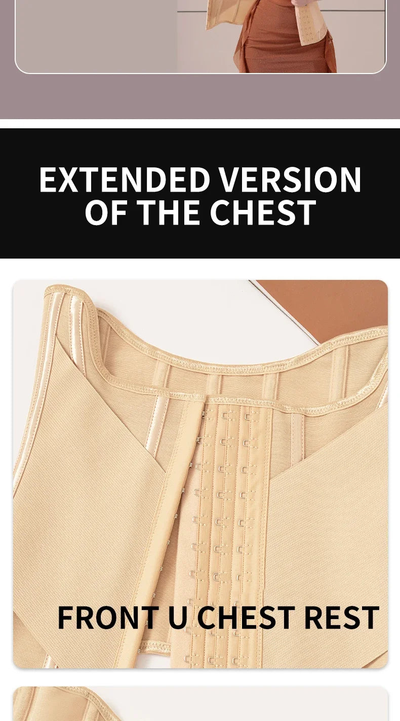 U-shaped Waist Trainer Corset Women Buttoned Shapers Breast Lifted Waist Trainer Steel Bone Slimming Womens Body Shapewear
