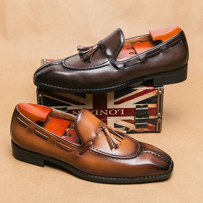 Fashion Shoe Office Shoes for Men Casual Shoes Breathable Leather Loafers Mens Driving Moccasins Comfortable Slip on 2023 Brown