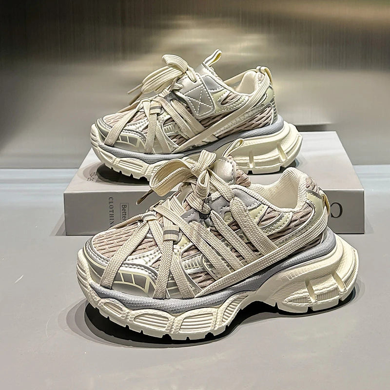 Kids Casual Sneakers for Boys Girls Non-slip Breathable Mesh Toddler Walking Shoes Strappy Versatile Chic Comfort Wear 4-6years