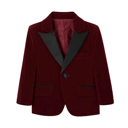 50+ Colors Velvet Suit Blazer for Kids 3-18 Years Children Formal Flannel Suit jacketm Classic Peak Lapel Suit School Uniform