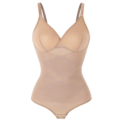 Cross Waist Bodysuit Sexy Women Briefs Shapewear with Film Coaster Mesh Breathable Suspender Top Tummy Control Ladies Underwear