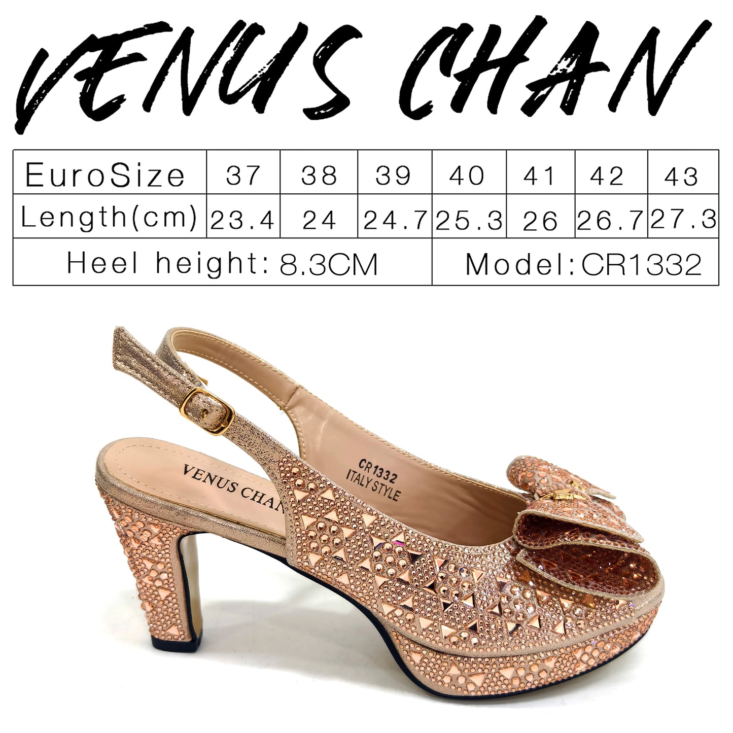 Elegant Italian Women's Party Shoe and Bag Set – Chic Champagne Rhinestone Peep-Toe High Heel Sandals Perfect for Weddings