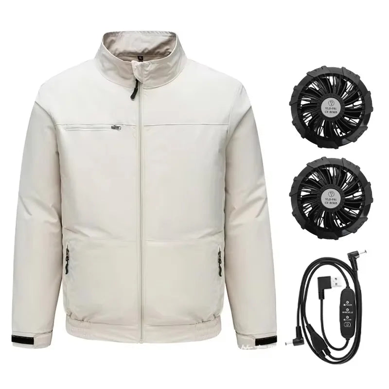 Summer Cooling Jacket Four Hole Fan Clothing Men USB Refrigeration Air Conditioning Clothes Outdoor Labor Protection Workwear
