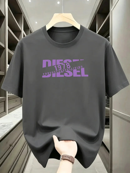 New European and American Trendy Men's Fashionable Casual Short Sleeved T-shirt, Solid Color T-shirt, Men's Summer Sports Tops