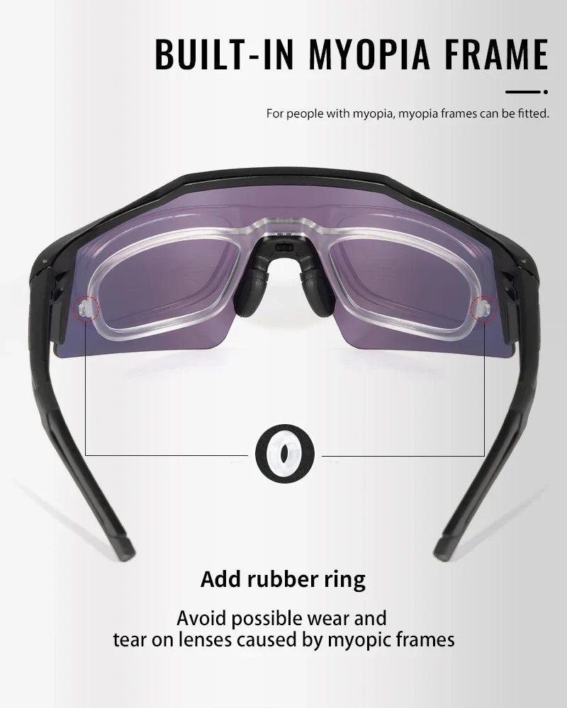 Cycling Sunglasses UV400 Cycling Glasses Polarized Built-in Myopia Frame Man Bicycle Eyewear Outdoor MTB Bike Goggles